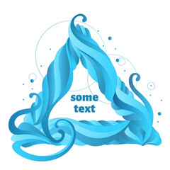 Gradient abstract triangle frame with flowing liquid shapes. Dynamic shapes and lines. Vector.