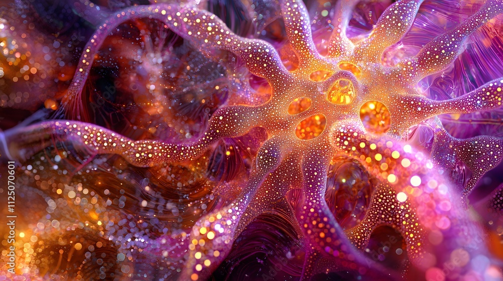 Poster An intricate arrangement of glowing nodes forming a seamless digital web.
