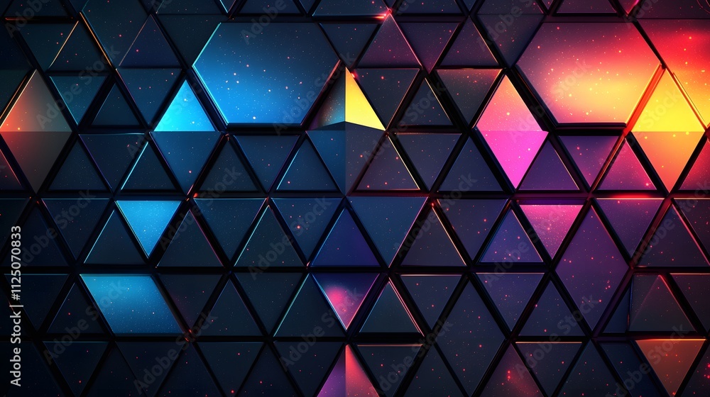 Aufkleber Abstract glowing triangles arranged in a seamless gradient-filled grid.