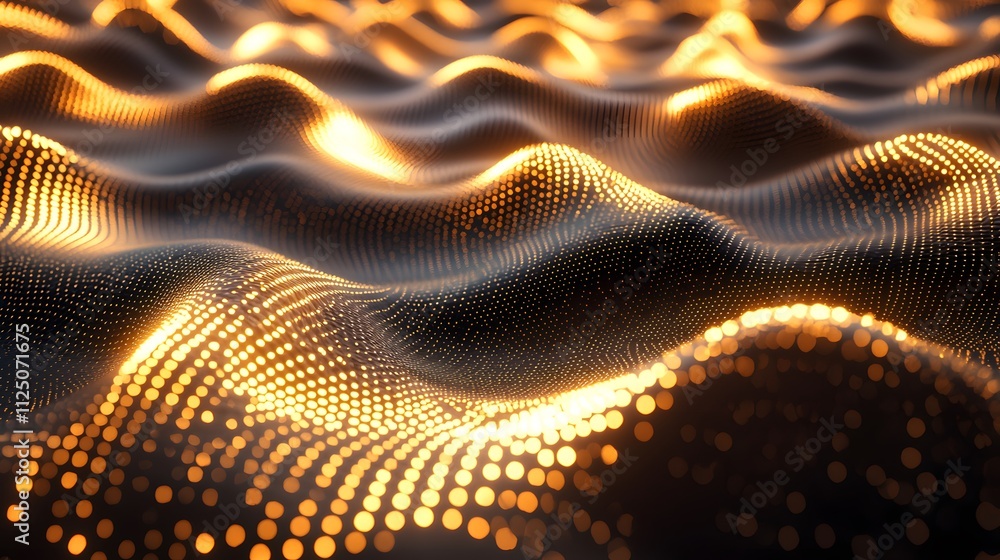 Aufkleber a flowing wave of glowing nodes forming a seamless geometric pattern.