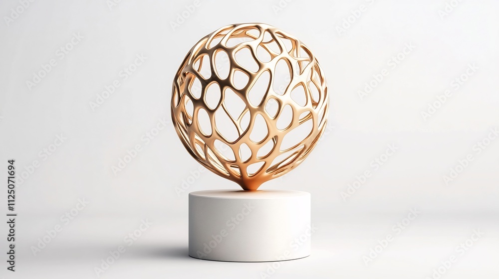 Poster unique abstract custom-made trophy with metallic finish,3d