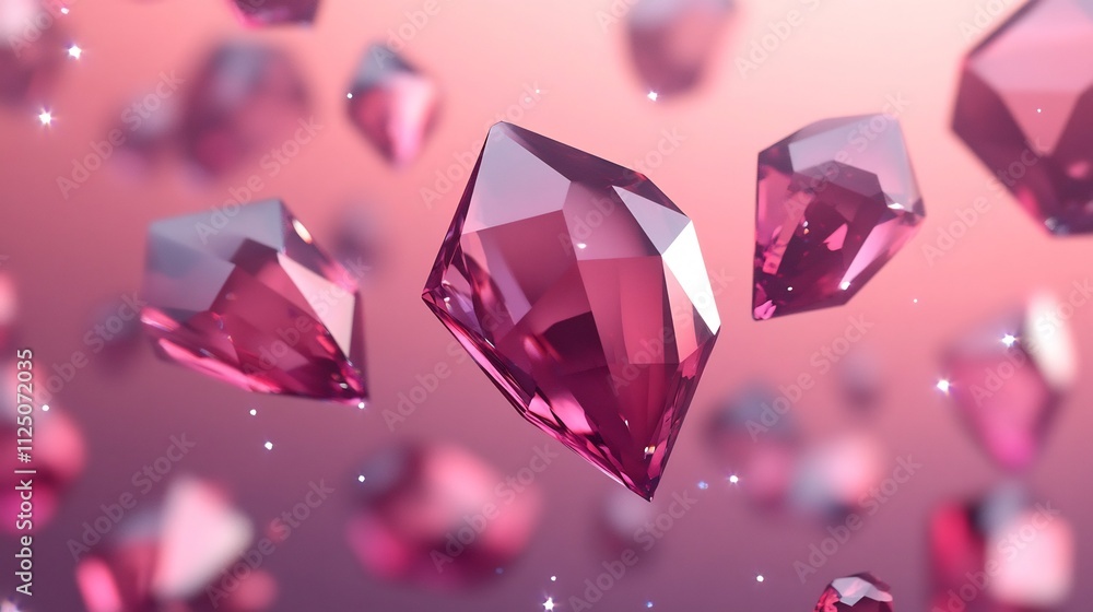 Poster mesmerizing 3d crystals floating in cosmic void with reflective geometric shapes