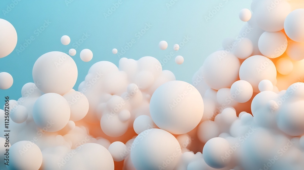 Aufkleber ethereal 3d abstract cloud formations floating in soft glowing space