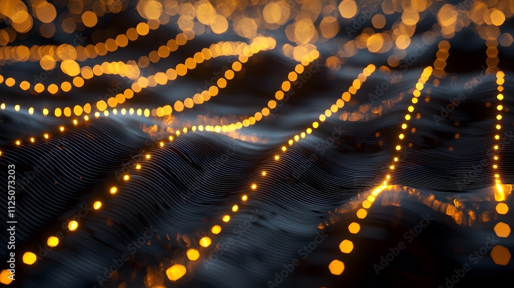 Aufkleber A futuristic grid design with glowing pathways forming a seamless digital abstract effect.