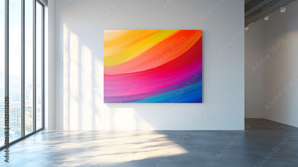 Poster Abstract ribbons in vibrant gradients flowing seamlessly across a minimalist white canvas.