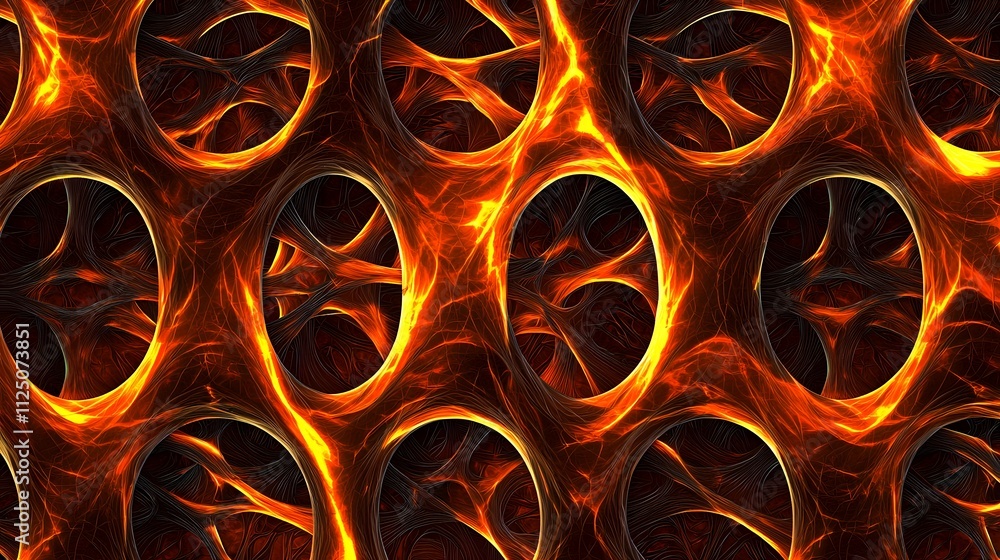 Poster A futuristic mesh design of overlapping glowing arcs forming a continuous seamless pattern.