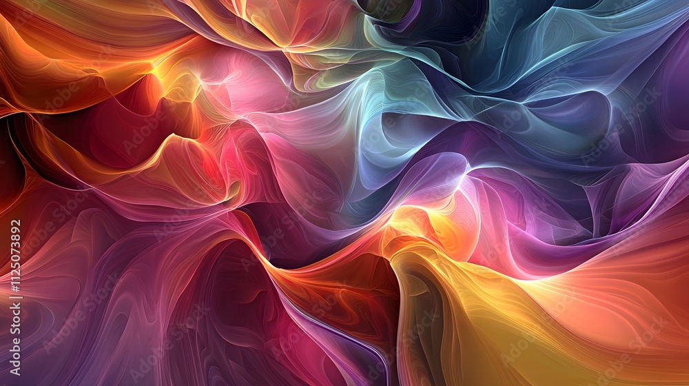 Poster A conceptual illustration of abstract shapes flowing seamlessly into a gradient-filled composition.