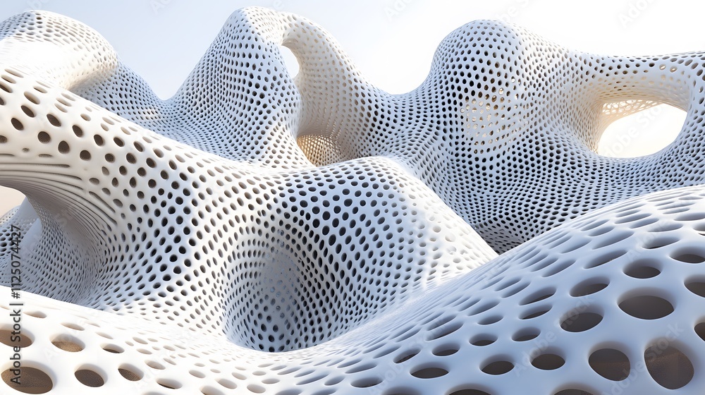 Poster A 3D rendering of overlapping loops arranged in a harmonious seamless design.