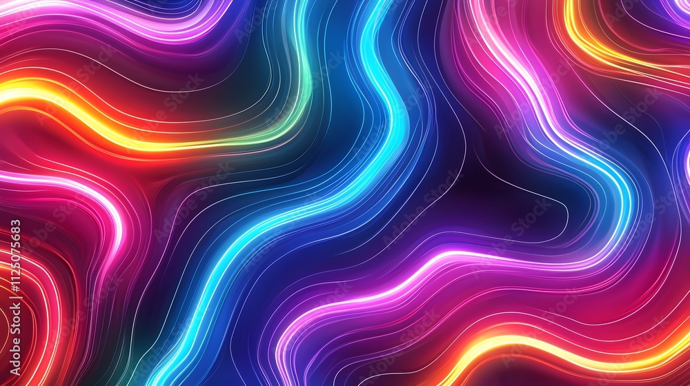 Poster A futuristic representation of glowing lines forming a continuous seamless pattern.