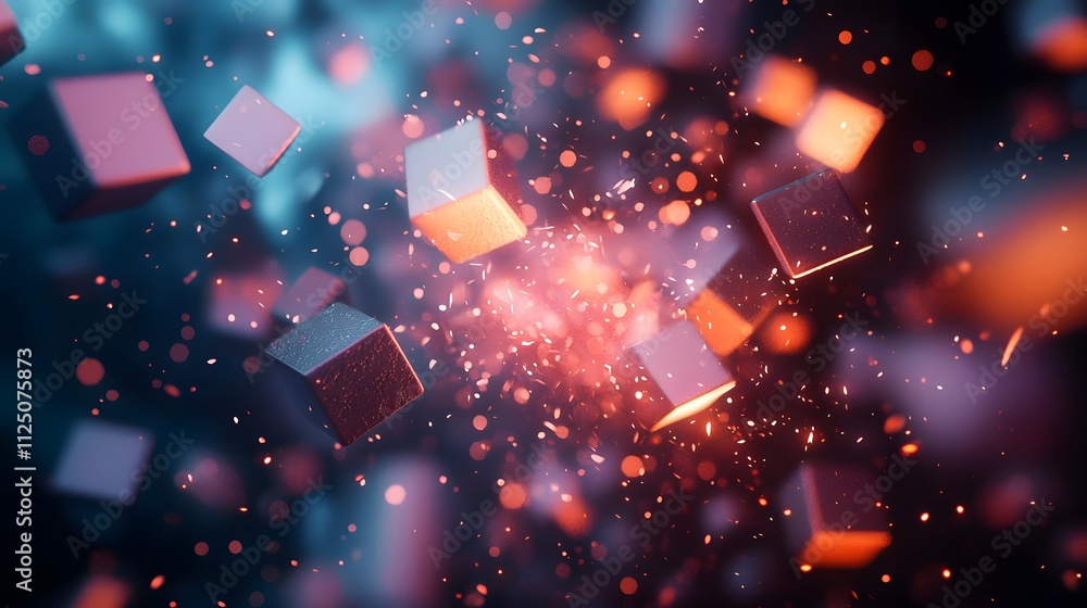Leinwandbilder a clean arrangement of translucent shapes glowing softly and blending into a seamless texture.