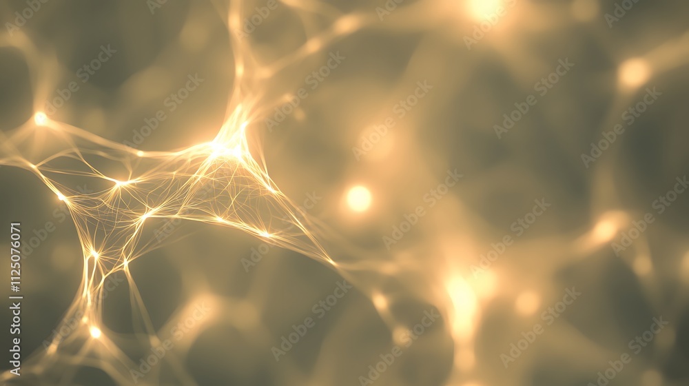 Poster Abstract glowing lines forming a seamless web of interconnected nodes on a soft gradient background.
