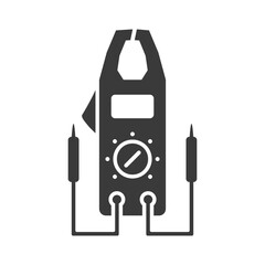 Digital measuring voltage clamp meter glyph icon isolated on white background.Vector illustration