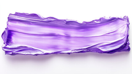 "Rectangular Purple Glossy Brush Stroke on White Background: Acrylic Paint or Makeup Swatch Sample – Trendy Banner"