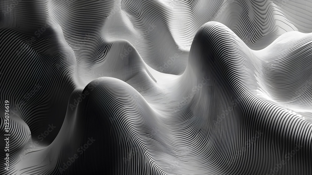 Aufkleber Abstract geometric arcs merging smoothly into a seamless wave of digital interaction.