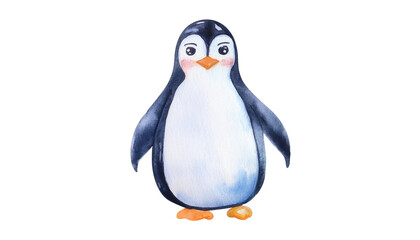 Fototapeta premium Adorable Watercolor Penguin Illustration Cute Bird Winter Animal Arctic Wildlife Childrens Book