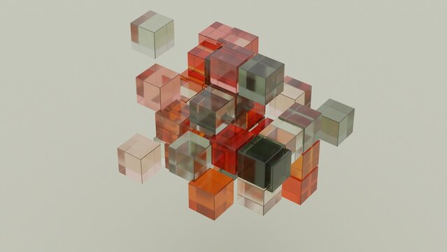 Fototapeta Transparent Glass Cubes in Abstract Floating Arrangement
