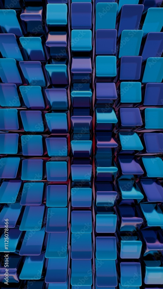 Poster Abstract Metallic Blue Grid with Reflective Surfaces