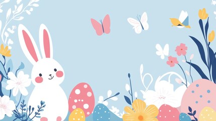 Obraz premium ligth blue easter social media post background