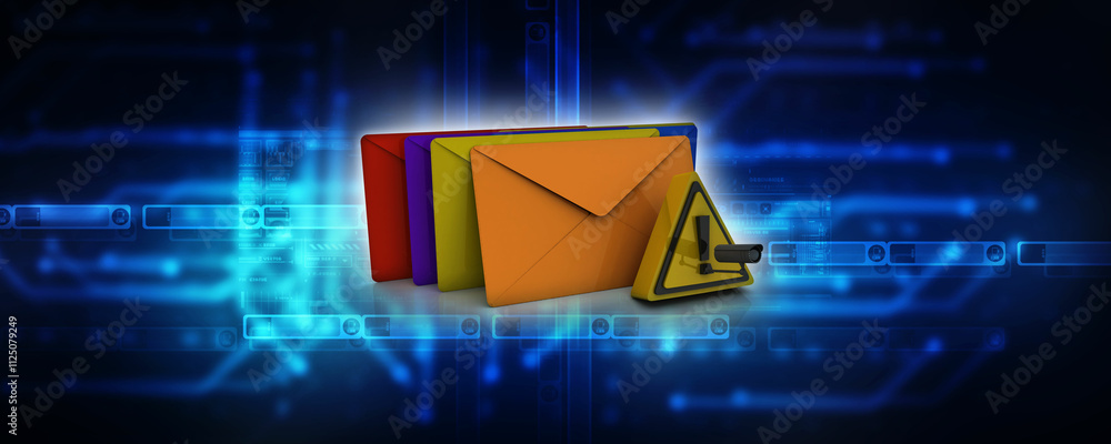 Poster 3d rendering envelope network secured cctv camera