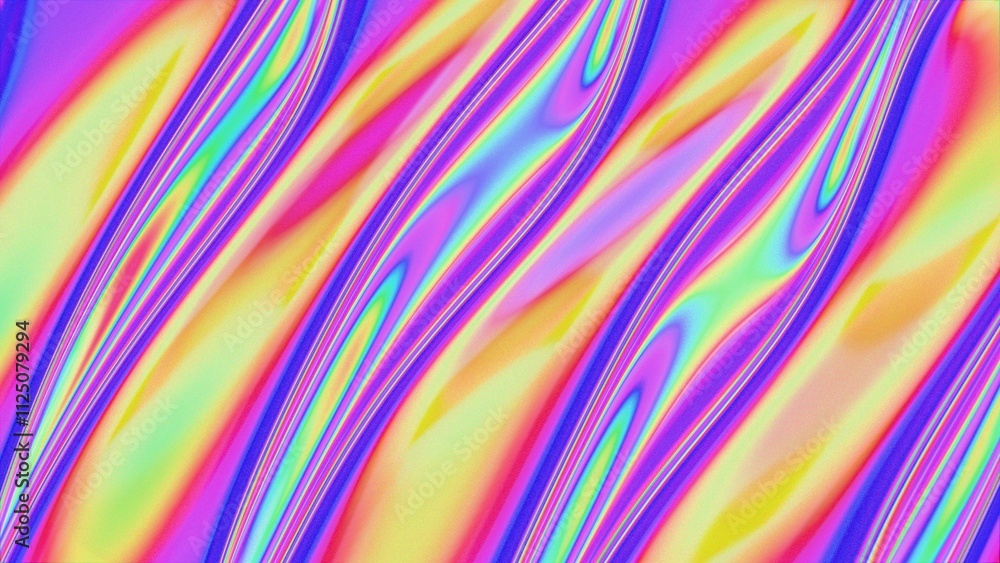 Poster Vibrant Neon Gradient Waves with Fluid Patterns