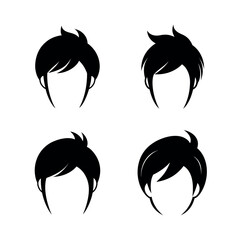 Set of men's popular  hairstyle of vector silhouette arts