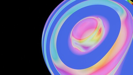 Abstract Layered Shape with Iridescent Hues and Bold Blue Design