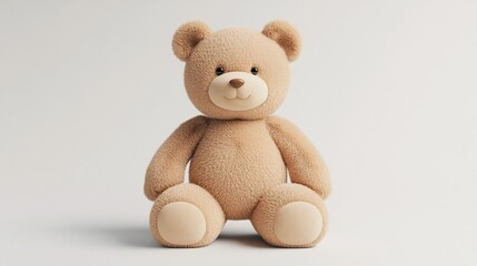 Obraz premium Soft Plush Teddy Bear Isolated on White Background in 3D