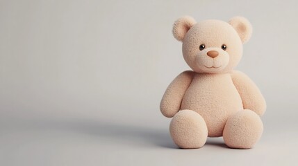 Soft and Cuddly Plush Teddy Bear in 3D Against White Background