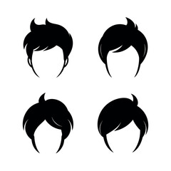 Popular Set of men's  hairstyle of vector silhouette arts