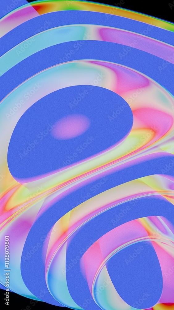 Poster abstract flowing shapes in blue and pink gradient with smooth curves
