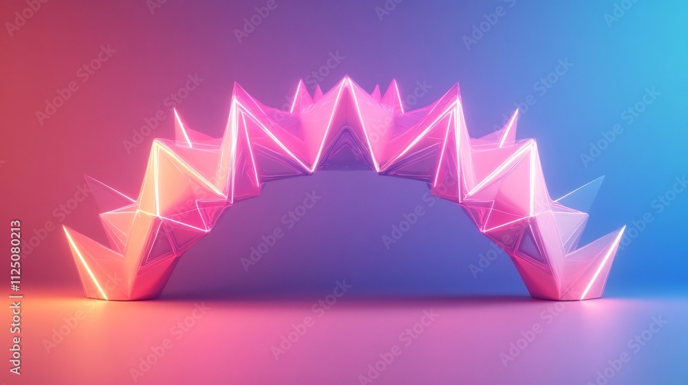 Aufkleber futuristic neon-lit 3d abstract structure with glowing geometric angles and shapes