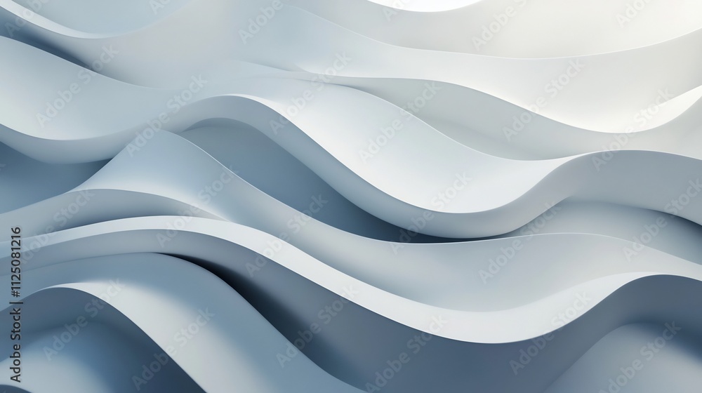 Poster Mesmerizing 3D Abstract Geometric Shapes Combining Smooth Curves and Sharp Edges in Monochrome Tones