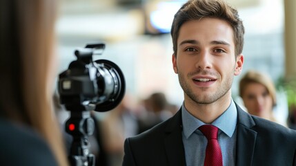 A successful professional being interviewed for their significant contributions.