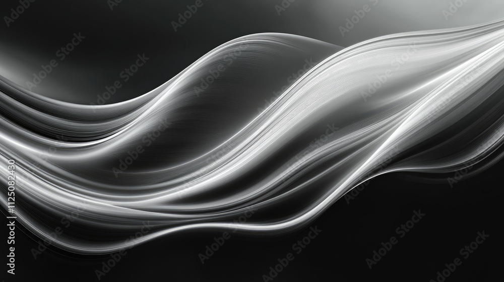 Aufkleber an artistic rendering of flowing white lines against a dark background, creating a sense of movement