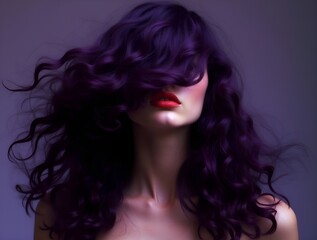 Fototapeta premium intense woman with wild curls and deep shadows