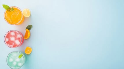 Refreshing Pink Cocktails in Elegant Glasses with Mint Garnish on Pastel Background
