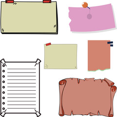 A collection of sticky notes and papers in pastel tones, perfect for creative designs and organizational concepts