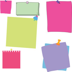 A collection of sticky notes and papers in pastel tones, perfect for creative designs and organizational concepts