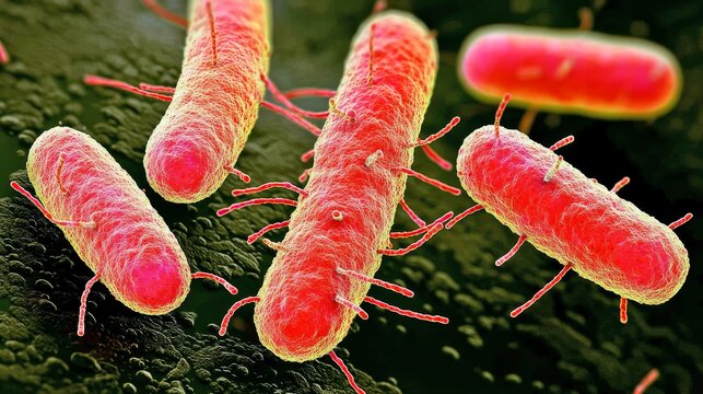 Cluster of Bacillus subtilis Bacteria in Nutrient Broth under Microscopic Examination