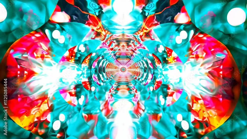 Poster vibrant abstract kaleidoscope with glowing and colorful patterns