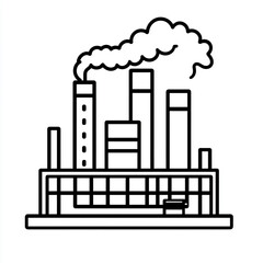 Obraz premium A factory icon drawing with smoke coming out of it. 