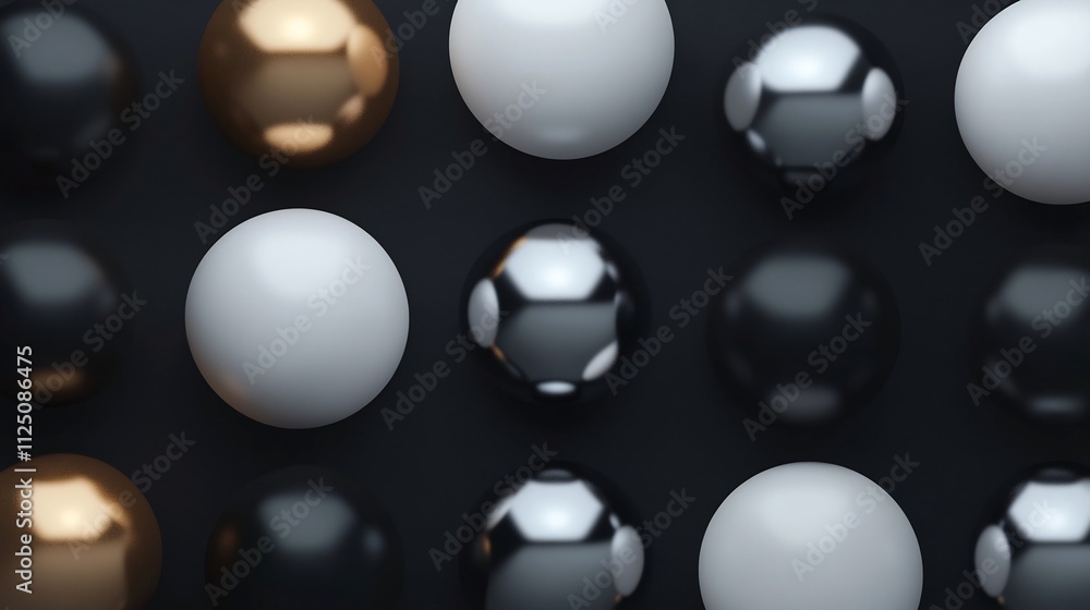 Poster minimalist reflective 3d shapes casting complex shadows on dark background