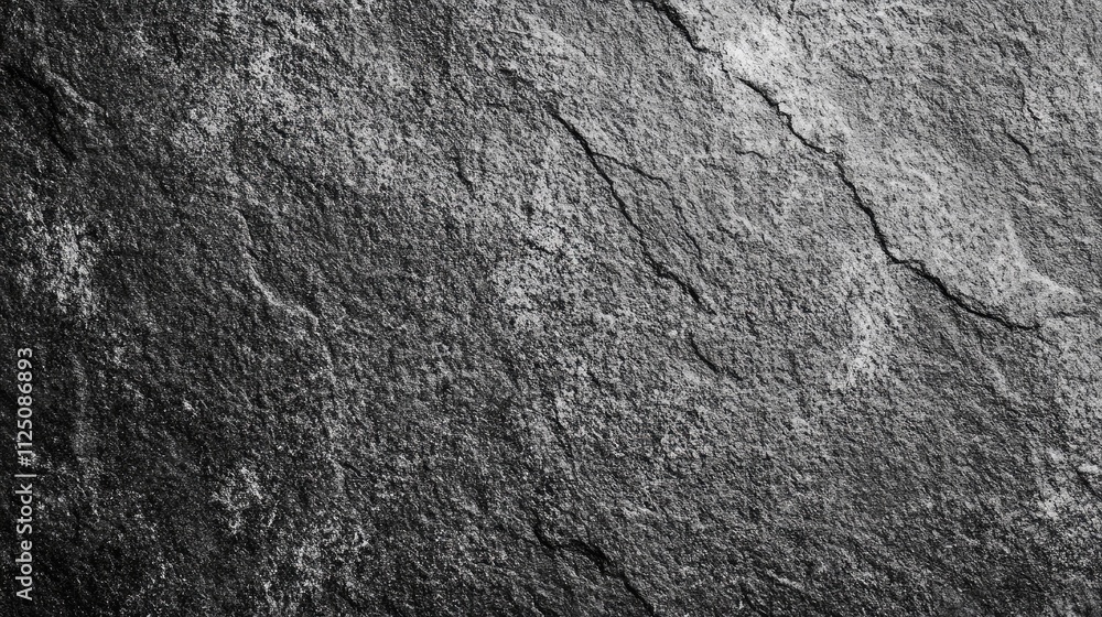 Poster close-up of a textured dark stone surface, showcasing intricate patterns and natural variations.