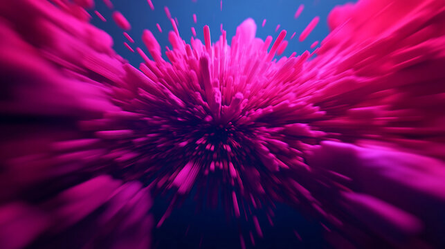 Vibrant 3D Organic Explosion Radiating from Focal Point in Neon Highlights