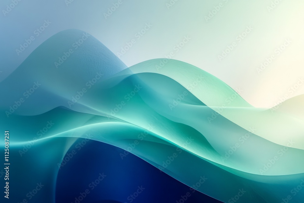 Aufkleber smooth, undulating waves in shades of blue and green create a dynamic and visually appealing abstrac