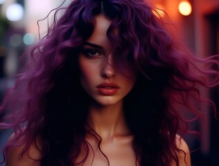 Fototapeta premium a bold portrait of a woman with vibrant curls, radiating confidence and strength