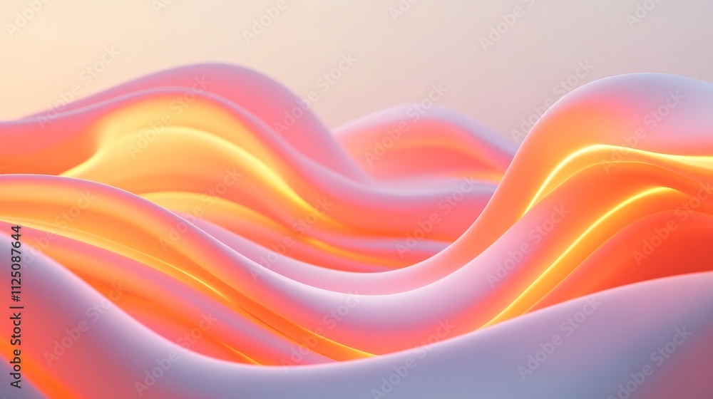 Poster flowing ethereal 3d shapes in vibrant colorful gradient