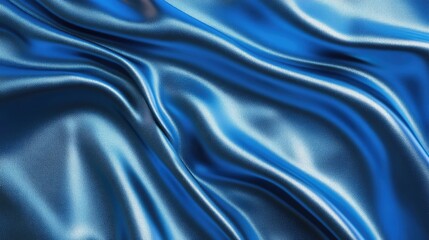 Obraz premium Elegant flowing blue satin fabric with soft, smooth texture and subtle sheen.