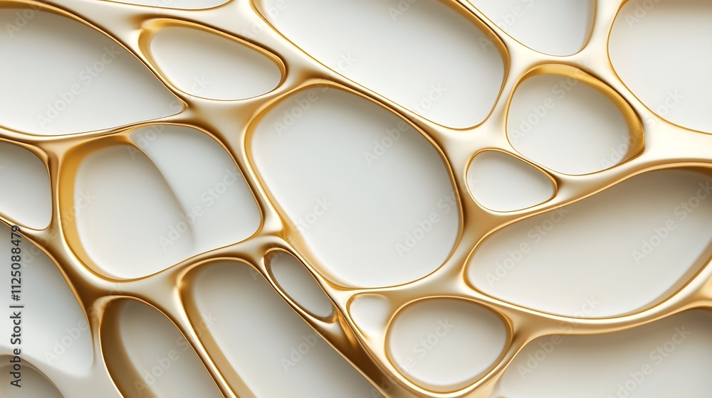 Poster Geometrically Structured 3D Design with Metallic Sheen and Soft Lighting