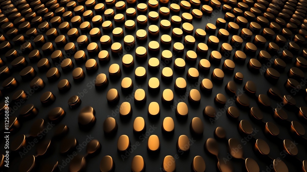 Poster geometrically structured 3d design with metallic sheen and soft lighting